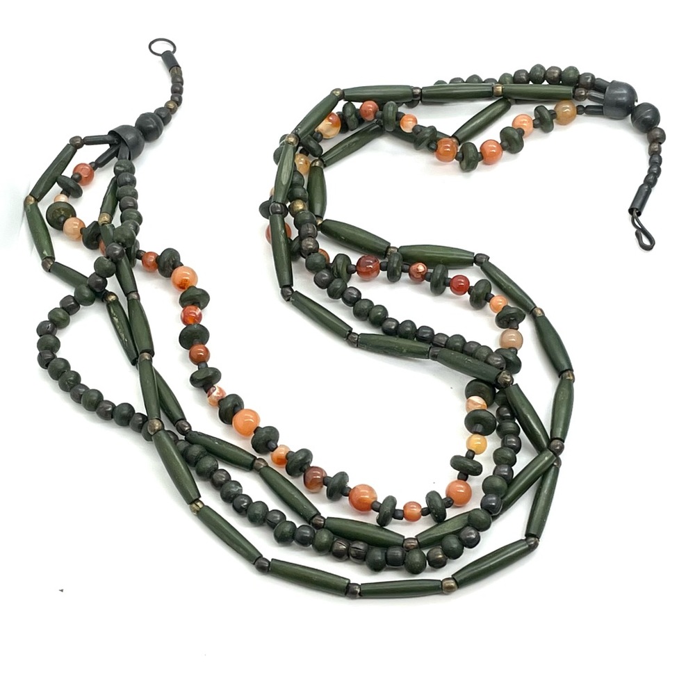 Long Green Hair Pipe Necklace